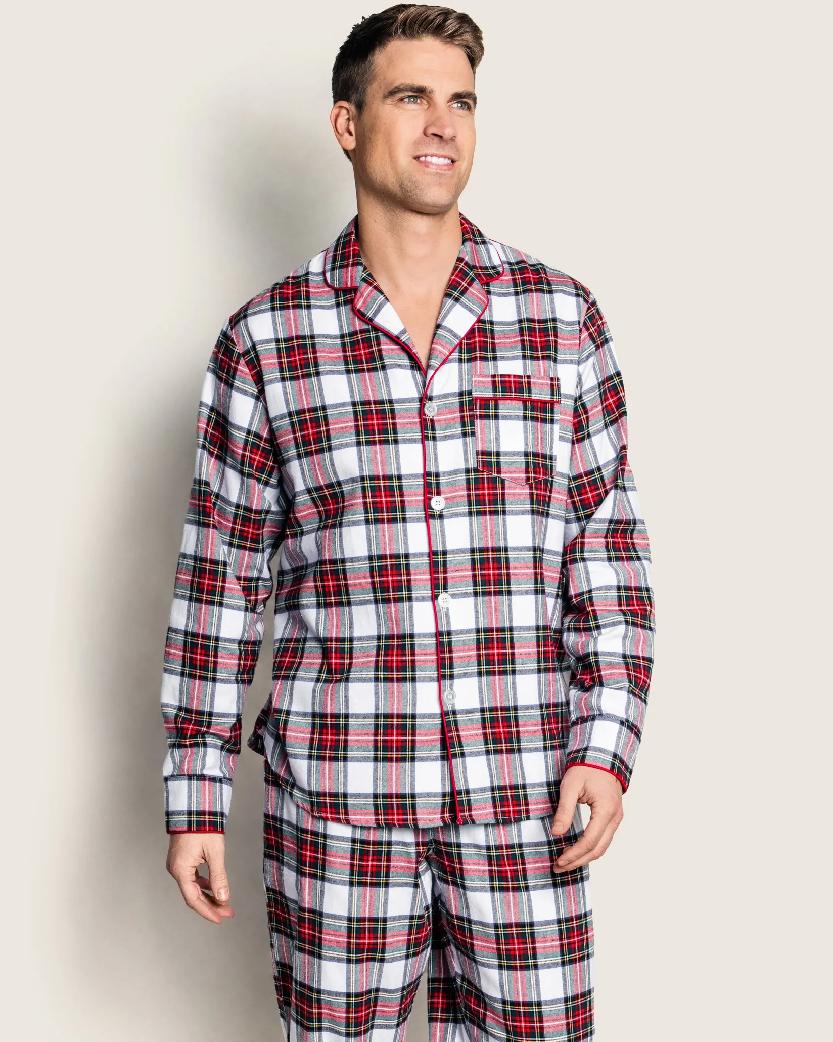 Petite Plume Men's Brushed Cotton Pajama Set in Balmoral Tartan