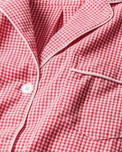 Petite Plume Men's Flannel Pajama Set in Red Mini Gingham
