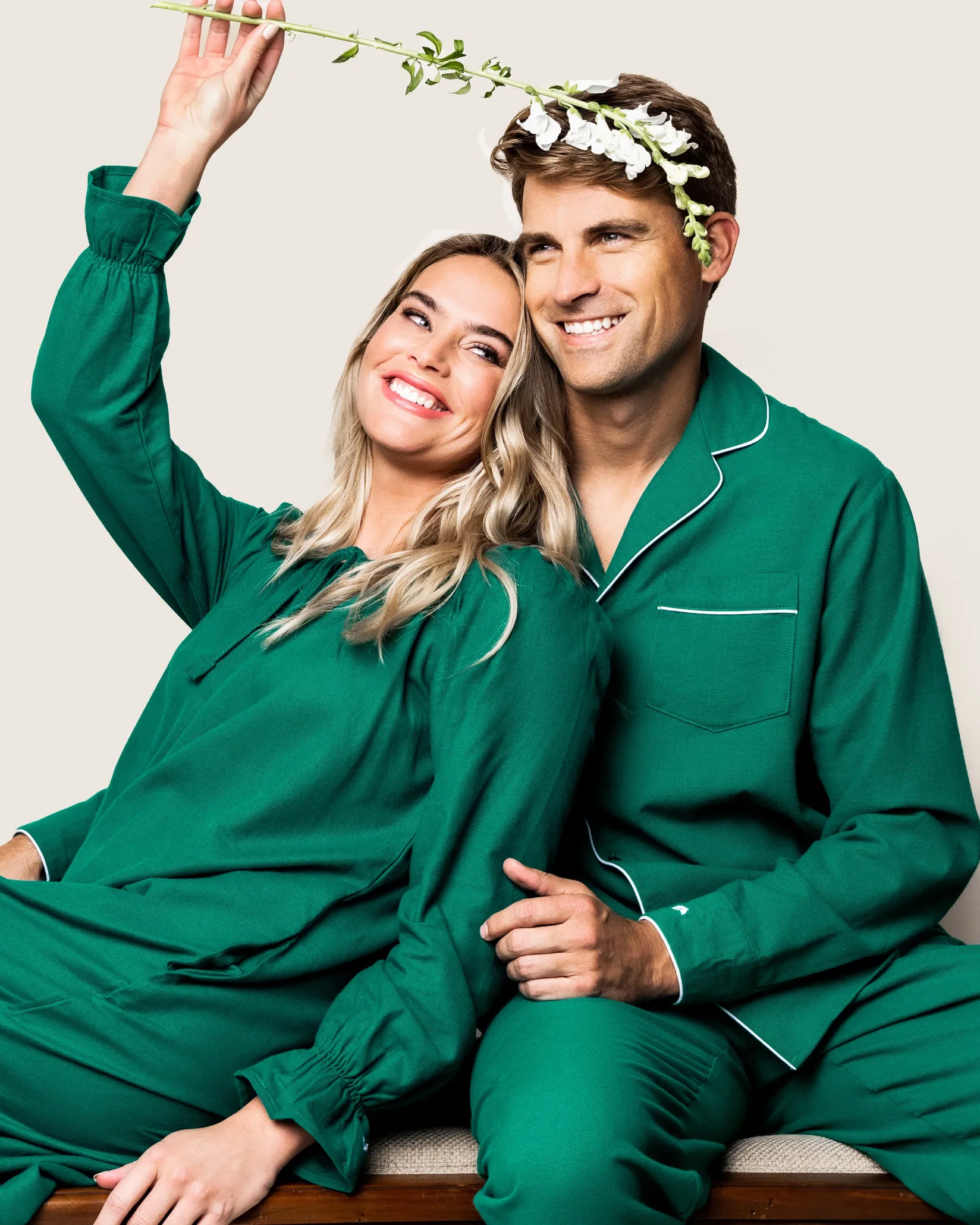 Petite Plume Men's Flannel Pajama Set in Forest Green