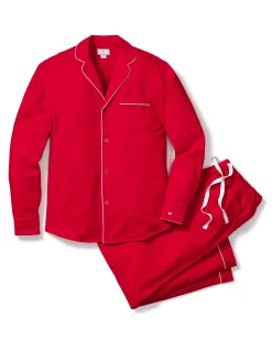 Petite Plume Men's Flannel Pajama Set in Red