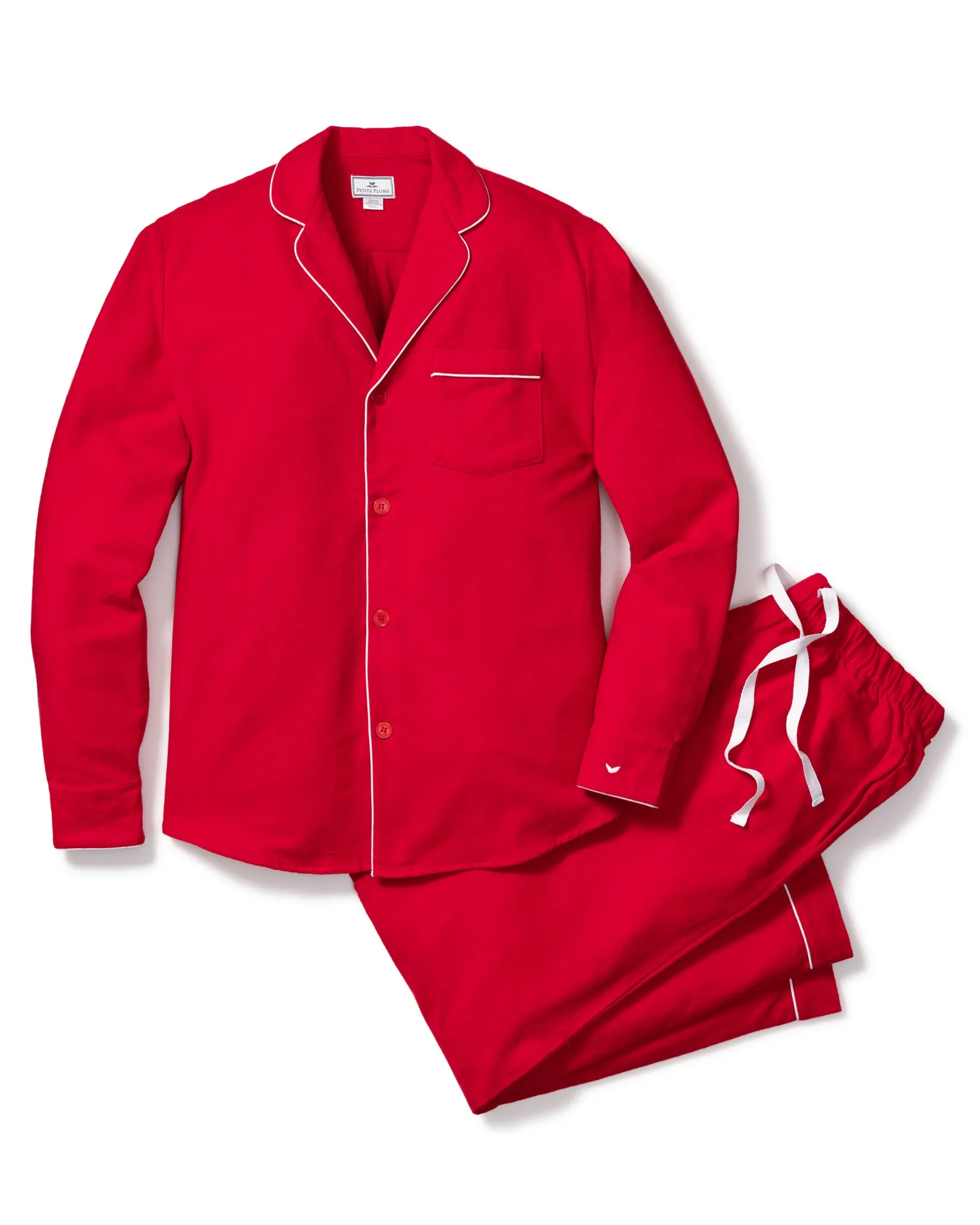 Petite Plume Men's Flannel Pajama Set in Red