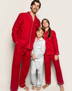 Petite Plume Men's Flannel Pajama Set in Red