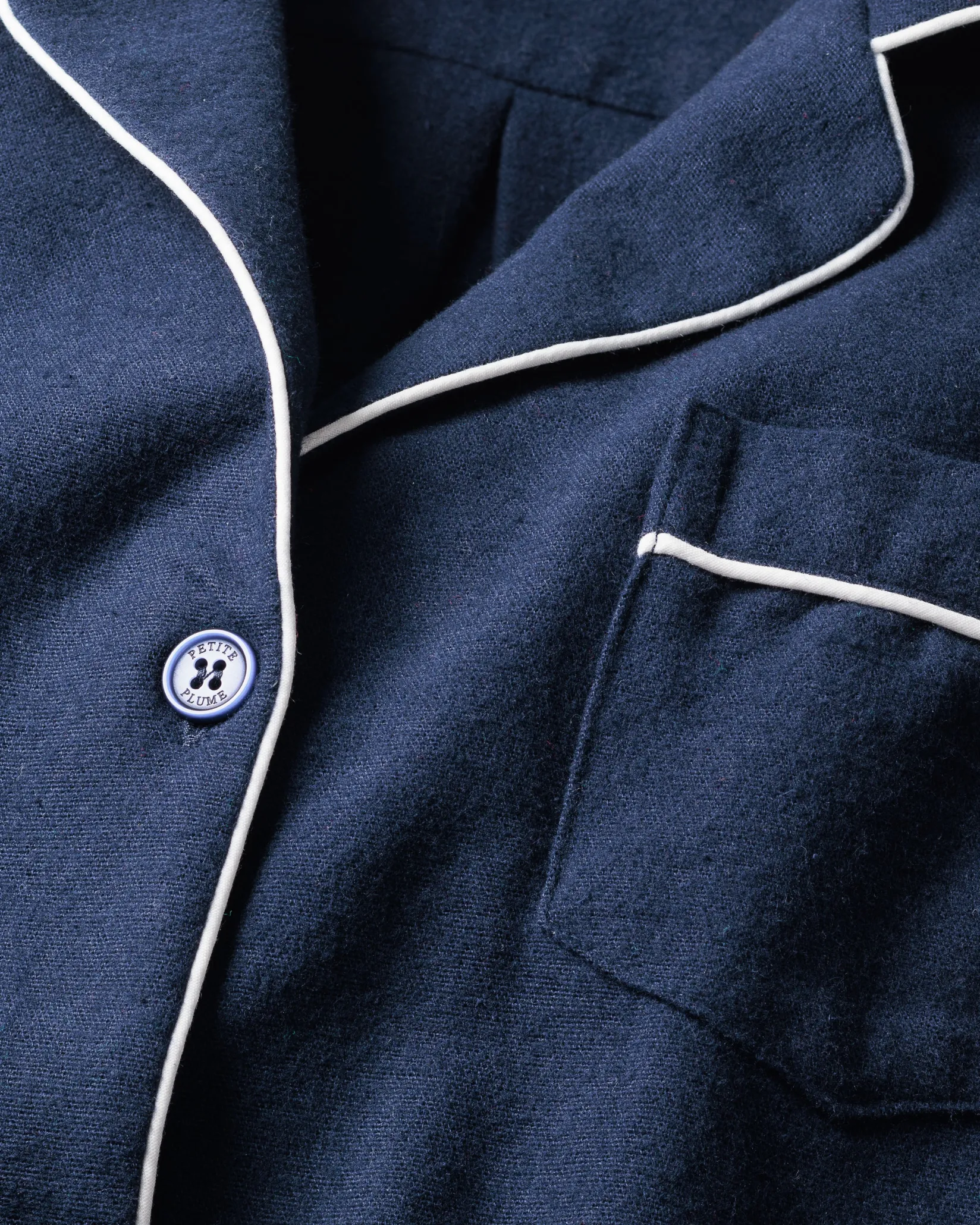 Petite Plume Men's Flannel Pajama Set in Navy