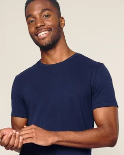 Petite Plume Men's Pima Essential Crew Neck Tee in Navy