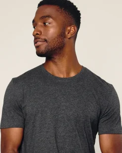 Petite Plume Men's Pima Essential Crew Neck Tee in Dark Heather Grey
