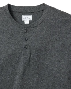 Petite Plume Men's Pima Henley in Dark Heather Grey