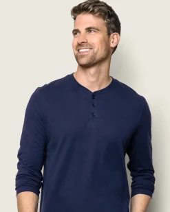 Petite Plume Men's Pima Henley in Dark Heather Grey