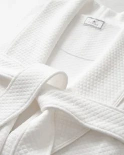 Petite Plume Men's Pima Jacquard Robe in White