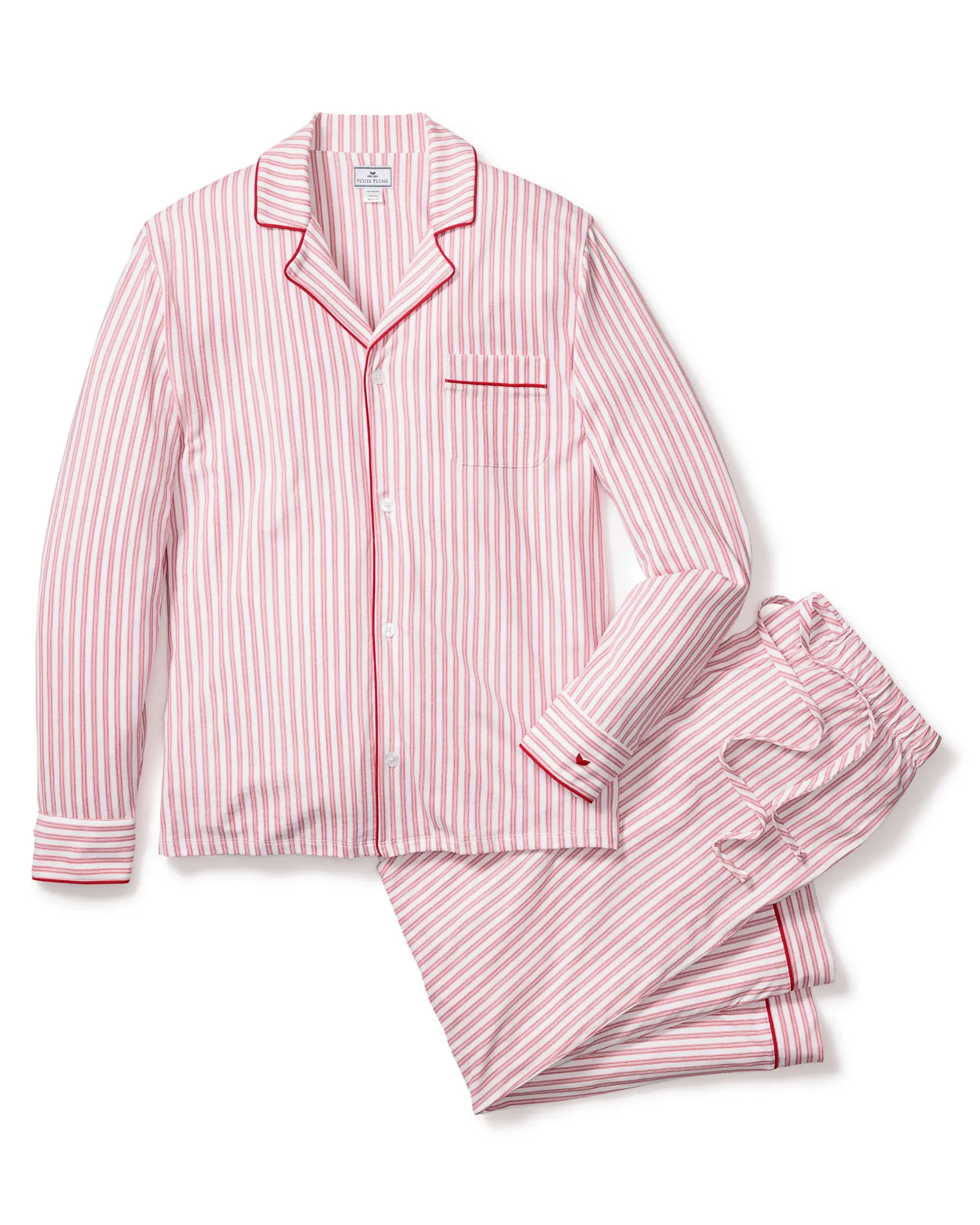 Petite Plume Men's Pima Pajama Set in Antique Red Ticking