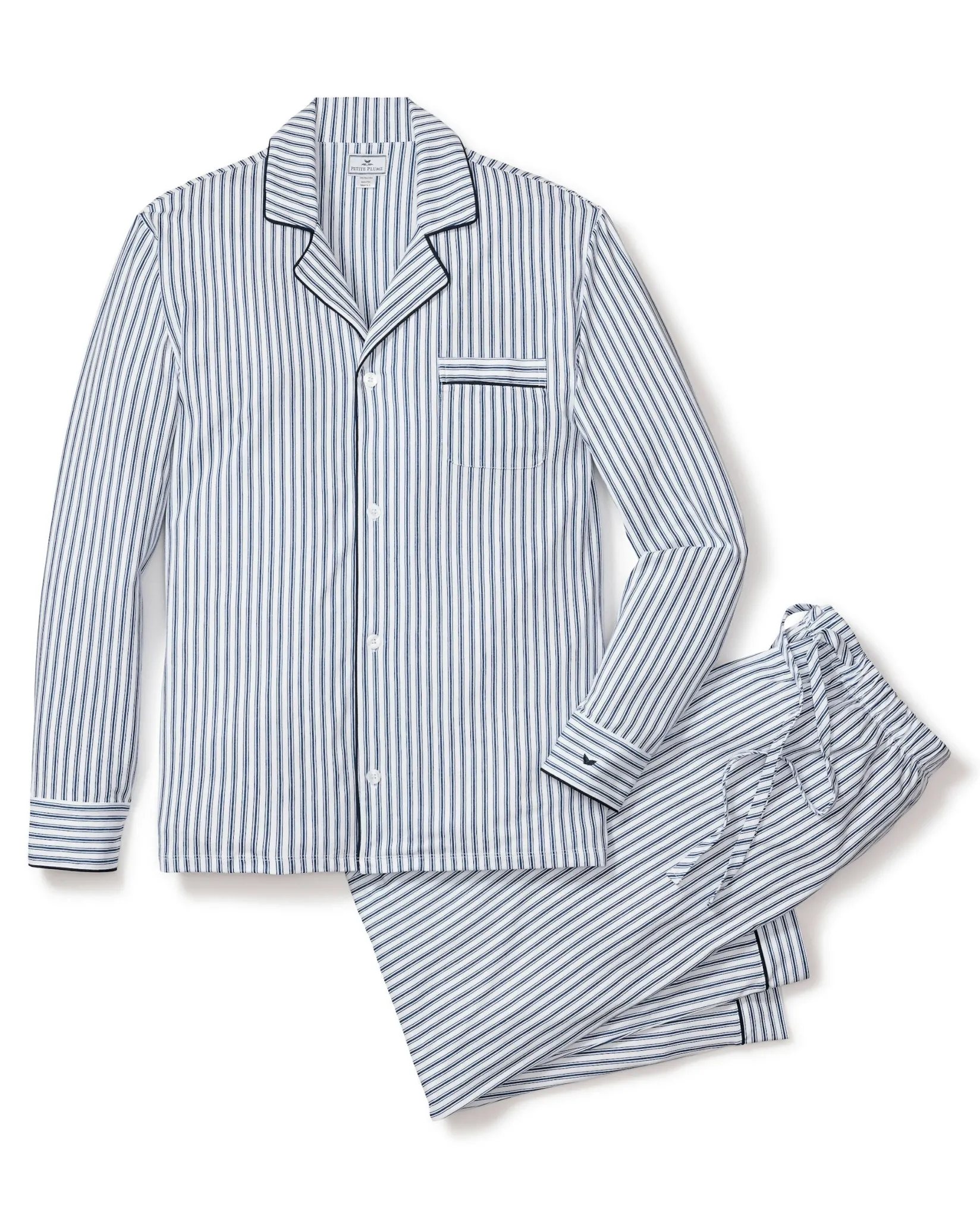 Petite Plume Men's Pima Pajama Set in Antique Red Ticking