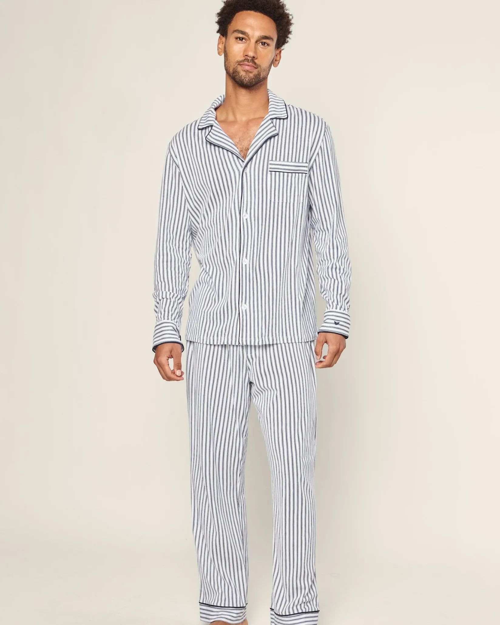 Petite Plume Men's Pima Pajama Set in Antique Red Ticking