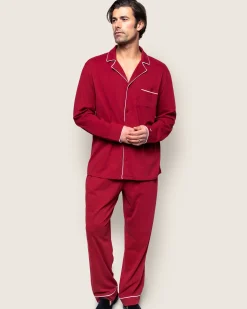 Petite Plume Men's Pima Pajama Set in Bordeaux