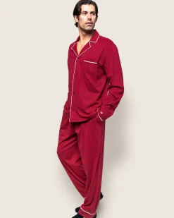 Petite Plume Men's Pima Pajama Set in Bordeaux