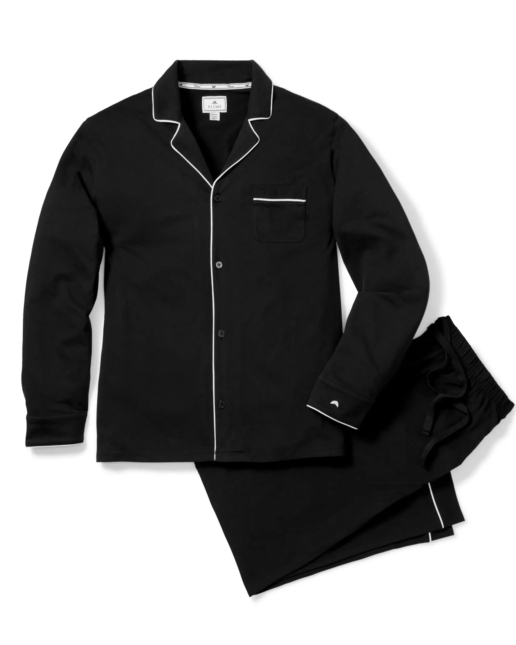Petite Plume Men's Pima Pajama Set in Black