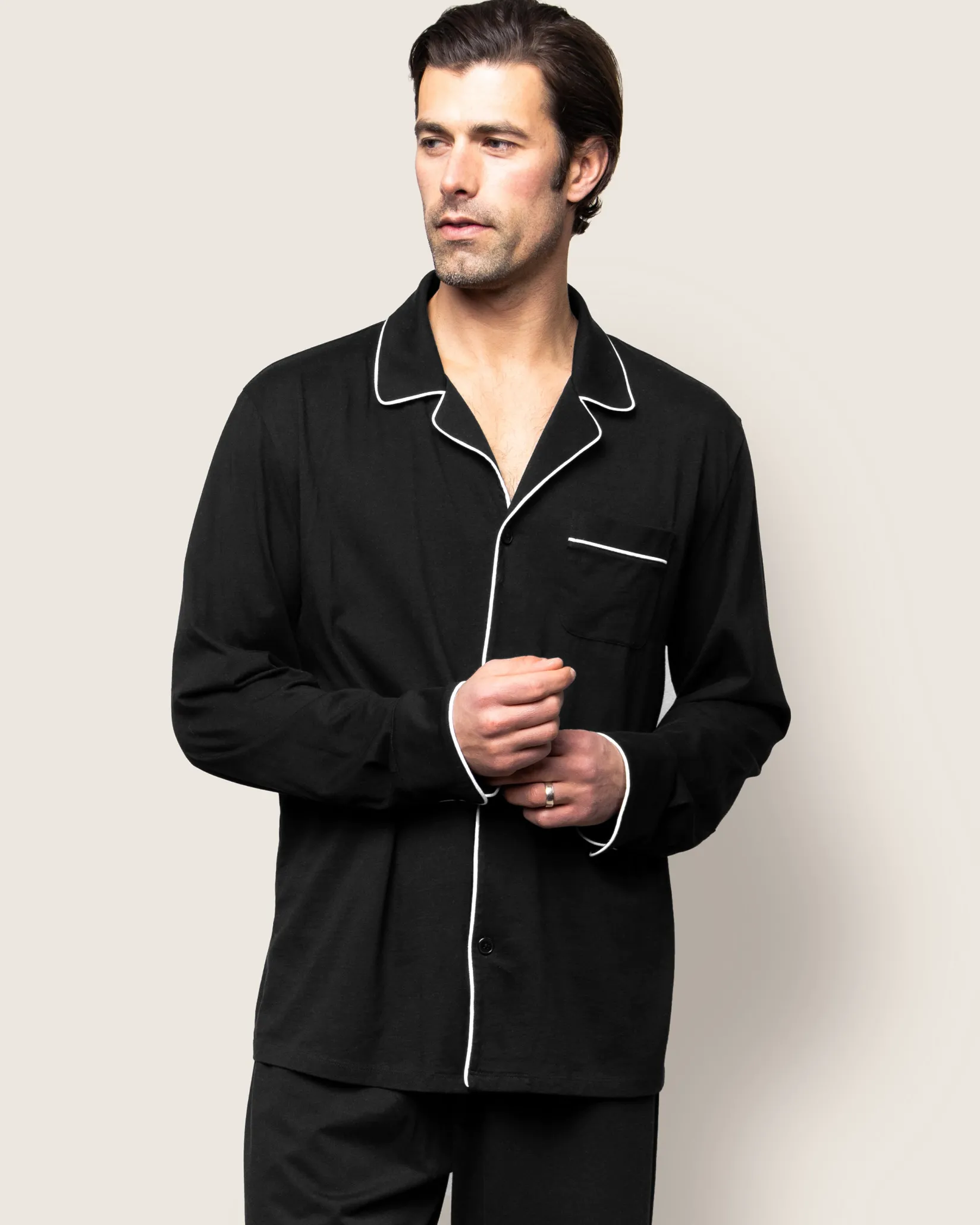 Petite Plume Men's Pima Pajama Set in Black