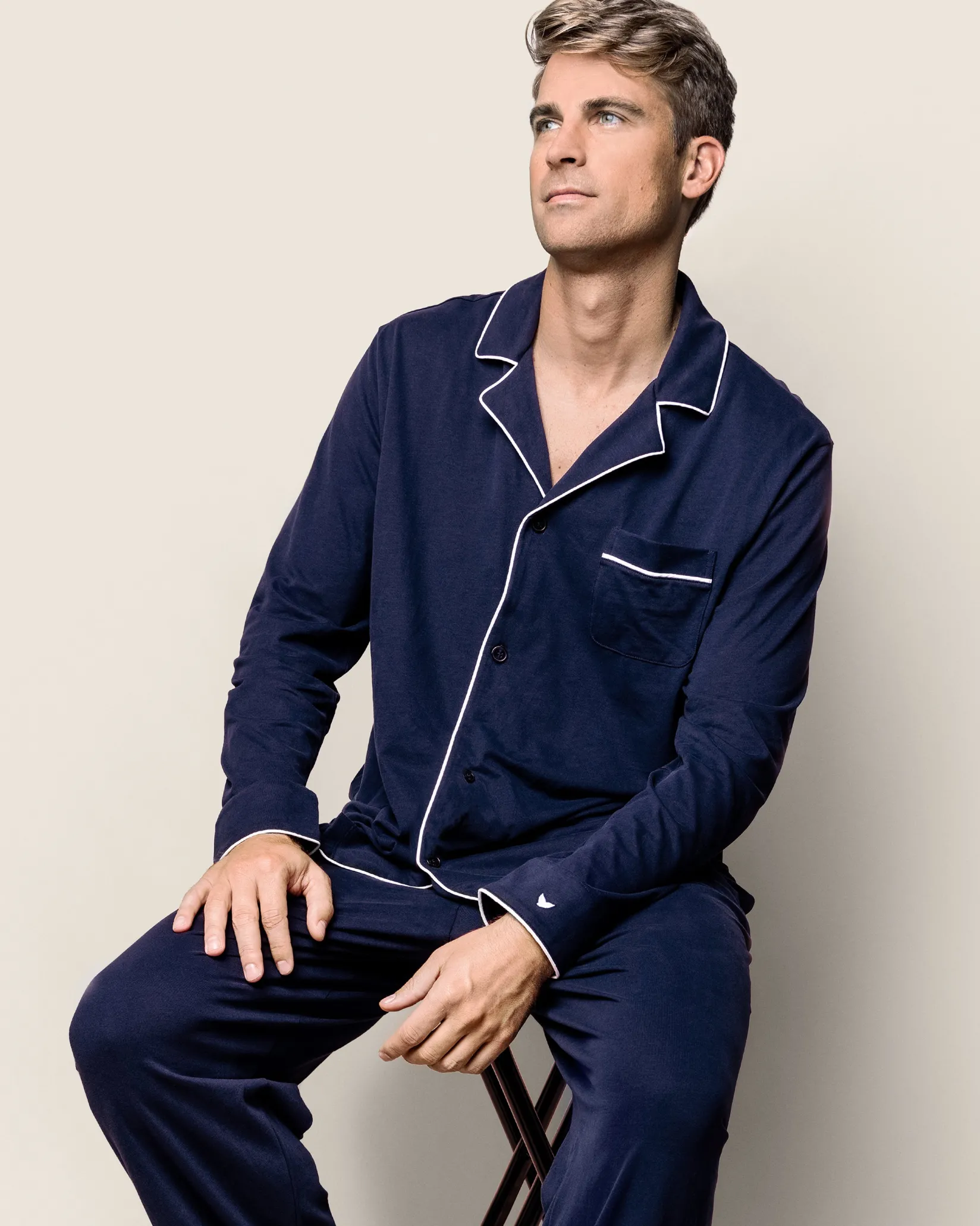 Petite Plume Men's Pima Pajama Set in Black