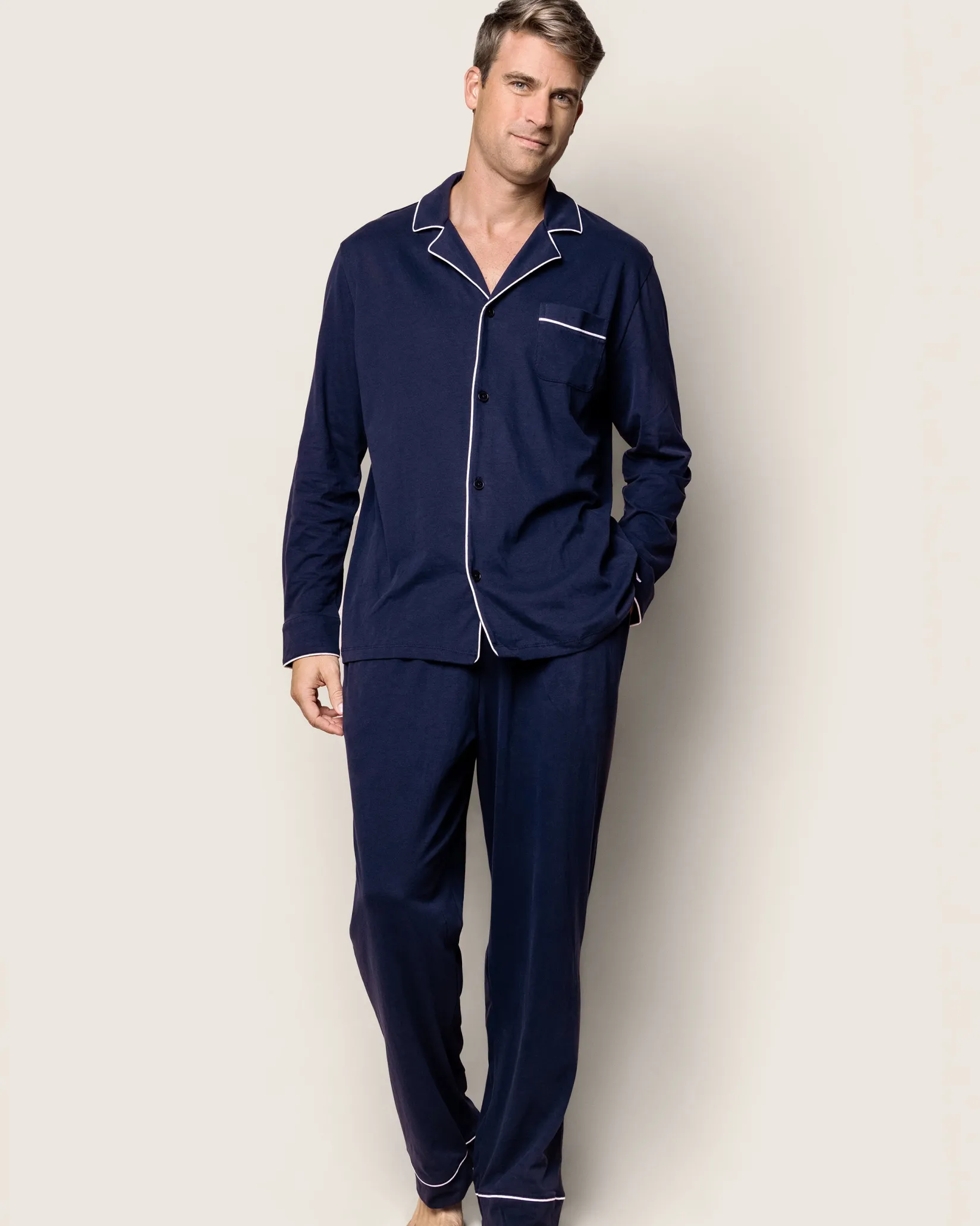 Petite Plume Men's Pima Pajama Set in Navy