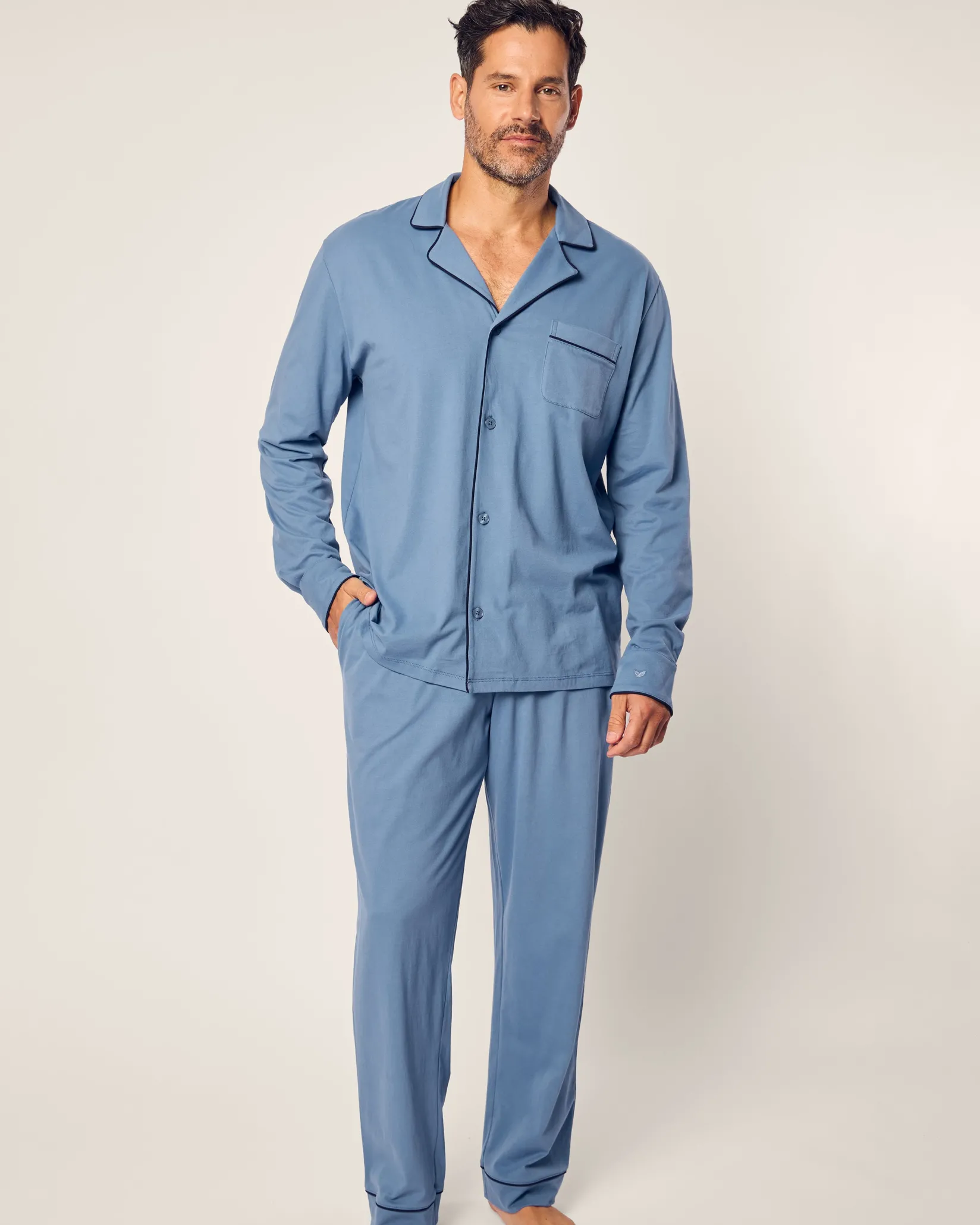 Petite Plume Men's Pima Pajama Set in Navy