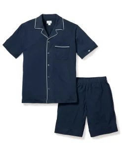 Petite Plume Men's Pima Pajama Short Set in Navy