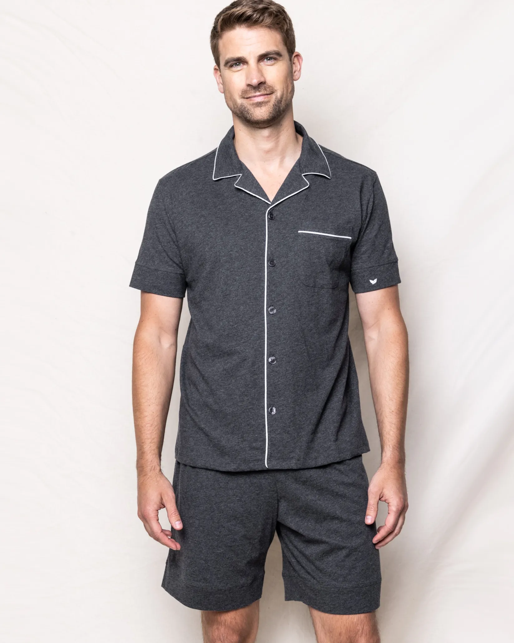 Petite Plume Men's Pima Pajama Short Set in Navy