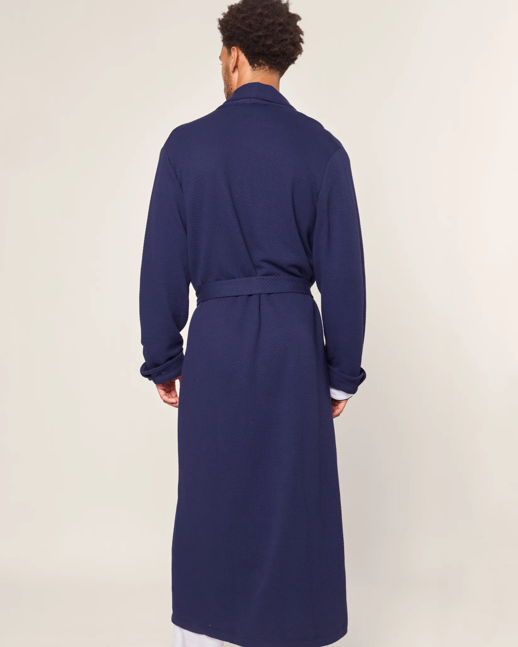 Petite Plume Men's Pima Robe in Blue Dusk Jacquard