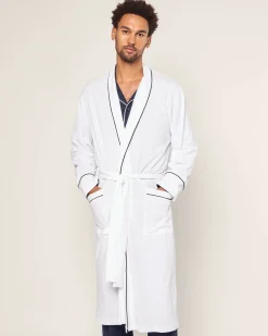 Petite Plume Men's Pima Robe in Navy