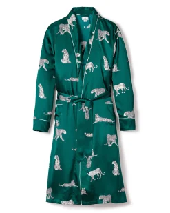 Petite Plume Men's Silk Long Robe in Panthère de Luxe