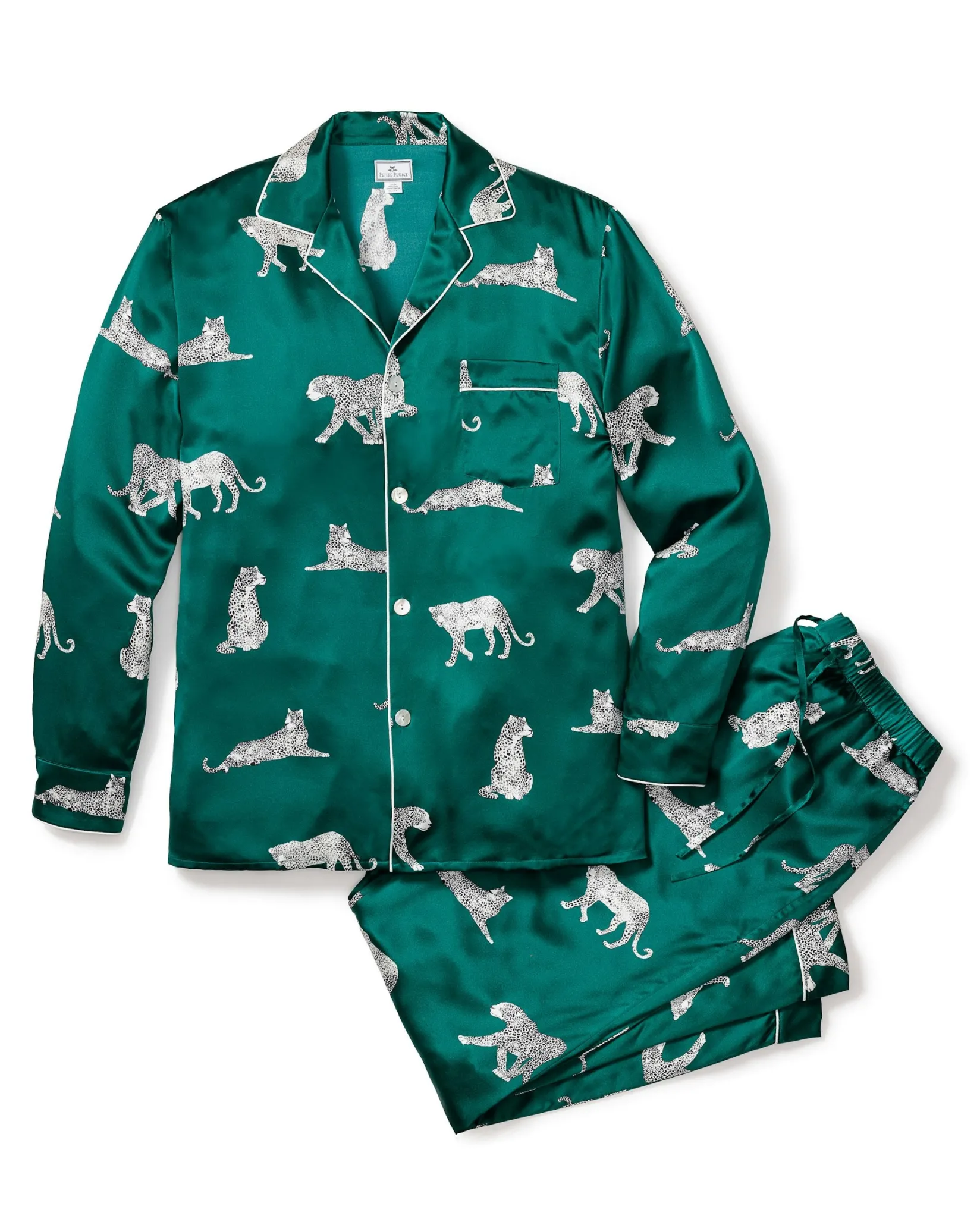 Petite Plume Men's Silk Pajama Set in Panthere de Luxe