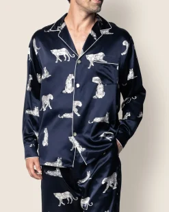 Petite Plume Men's Silk Pajama Set in Panthere de Luxe
