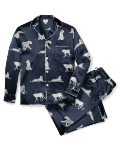 Petite Plume Men's Silk Pajama Set in Panthere de Nuit