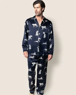 Petite Plume Men's Silk Pajama Set in Panthere de Nuit