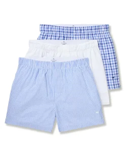 Petite Plume Men's Twill 3 Pack Boxers in Royal Blue Gingham