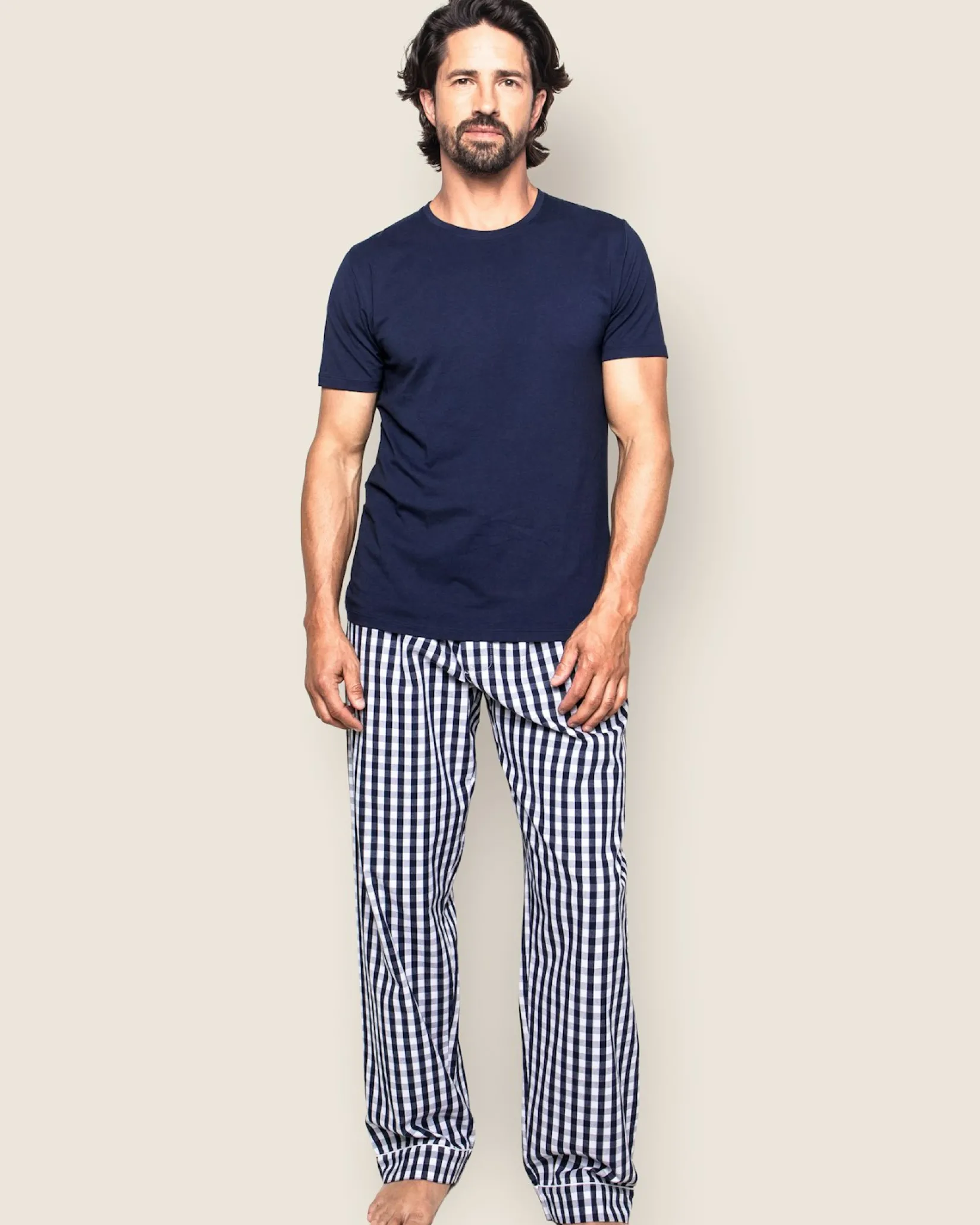 Petite Plume Men’s Twill Classic Navy Pajama Pant Duo