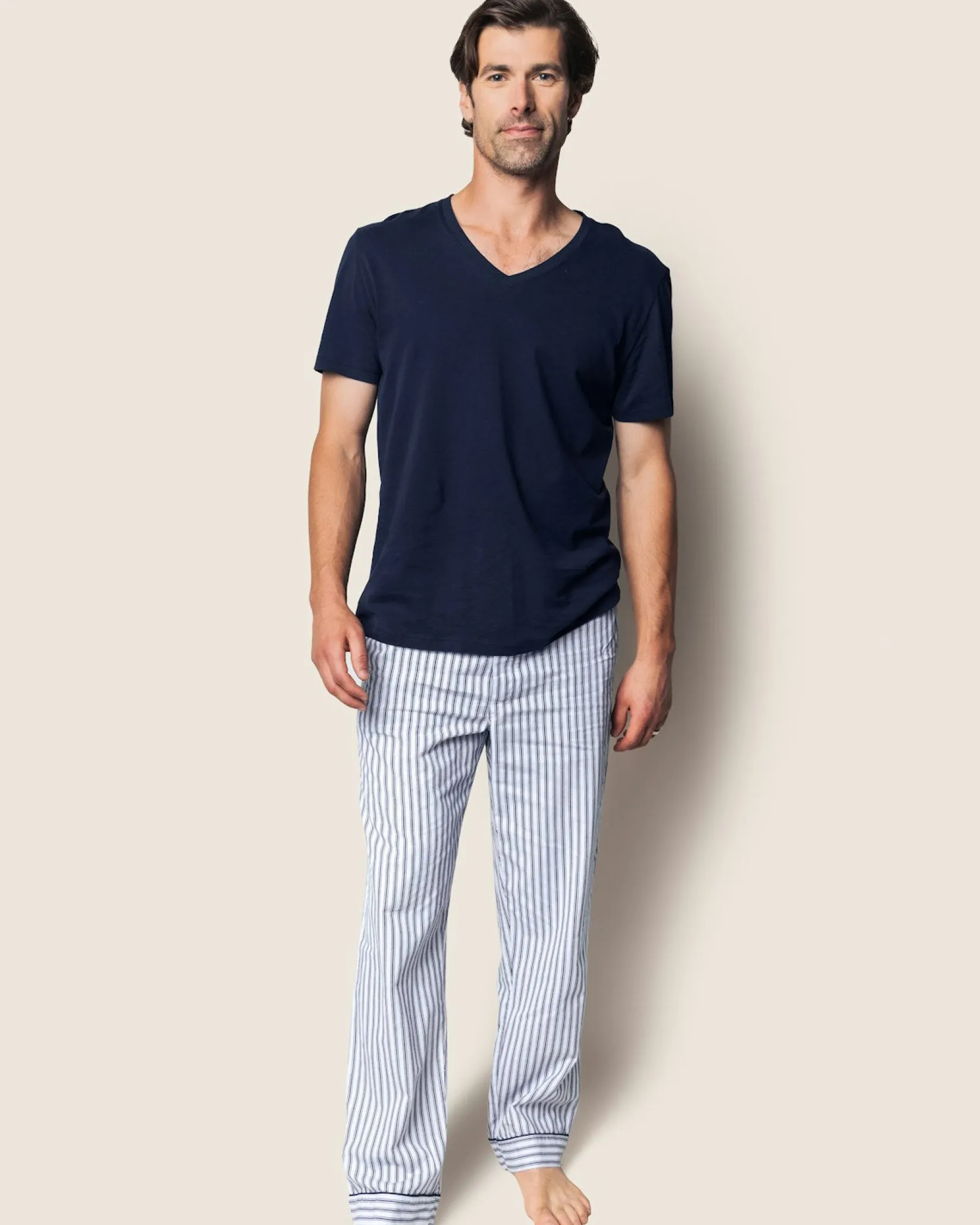 Petite Plume Men’s Twill Classic Navy Pajama Pant Duo