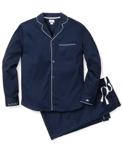 Petite Plume Men's Twill Navy with White Pajama and Best Dad Ever