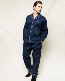 Petite Plume Men's Twill Navy with White Pajama and Best Dad Ever