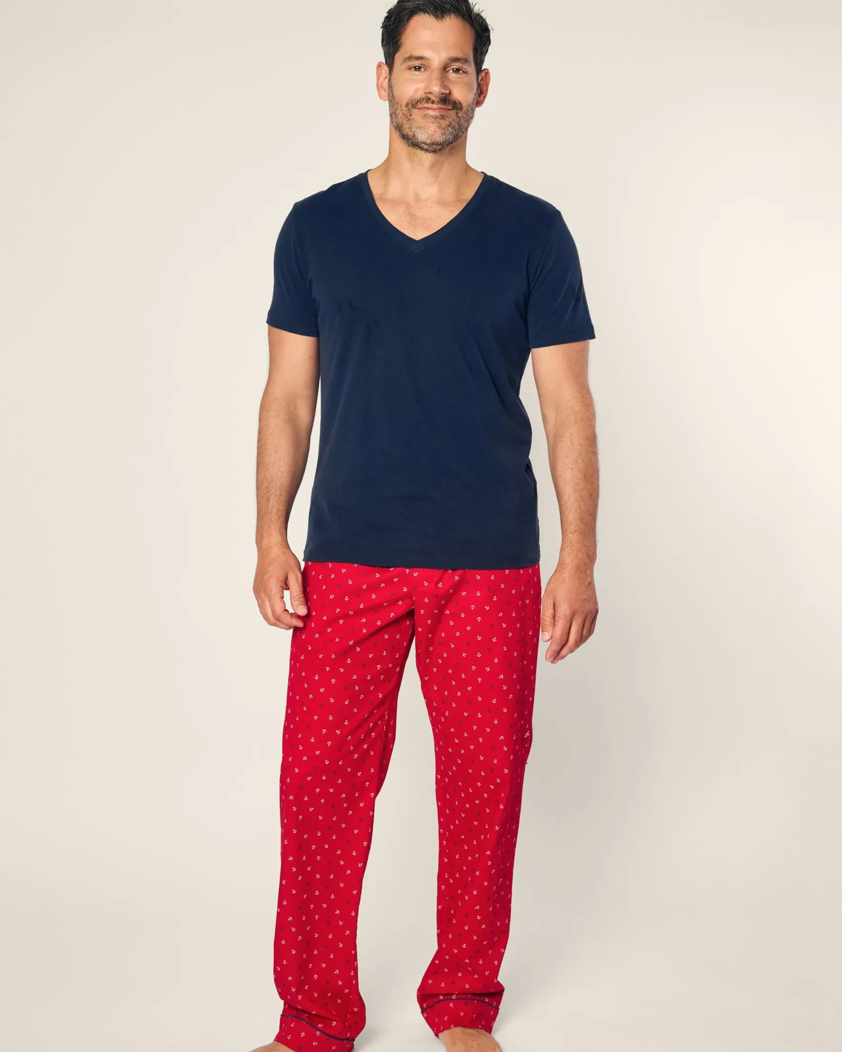 Petite Plume Men's Twill Pajama Pant in Anchors Away