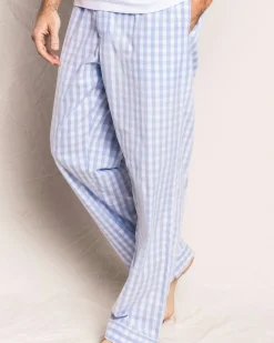 Petite Plume Men's Twill Pajama Pant in Light Blue Gingham