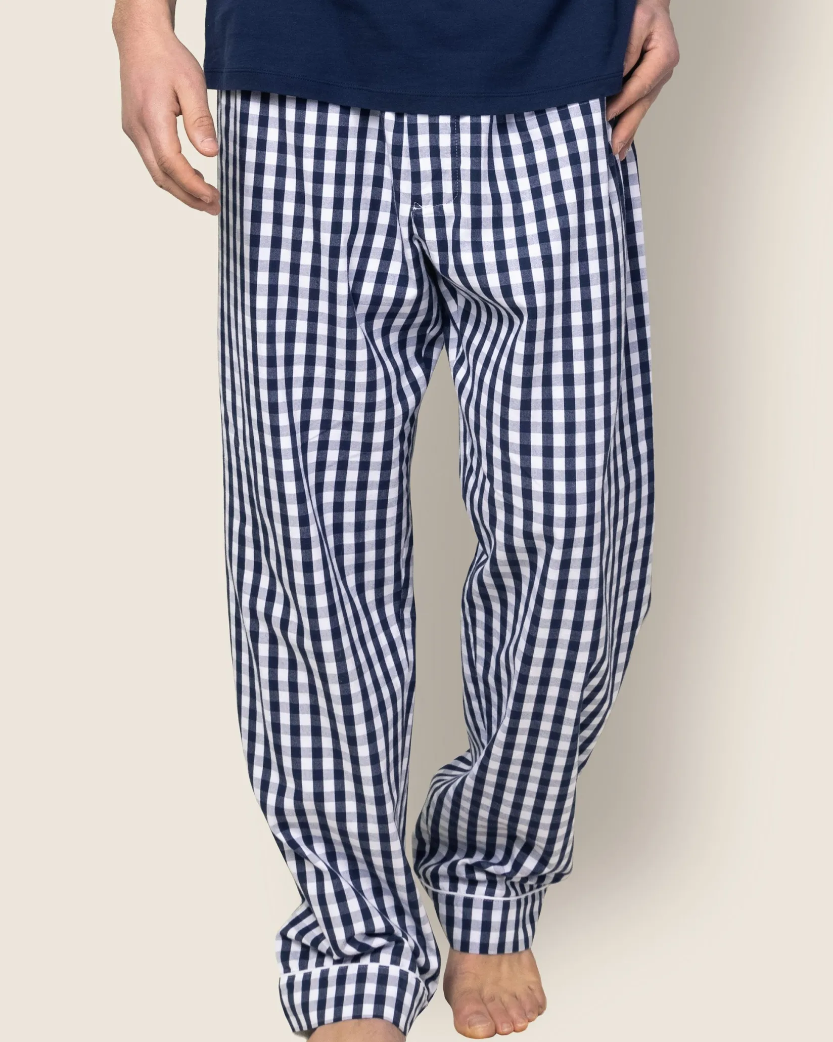 Petite Plume Men's Twill Pajama Pant in Light Blue Gingham