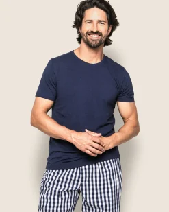 Petite Plume Men's Twill Pajama Pant in Light Blue Gingham