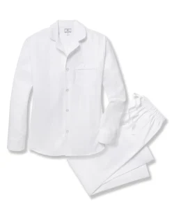 Petite Plume Men's Twill Pajama Set in White