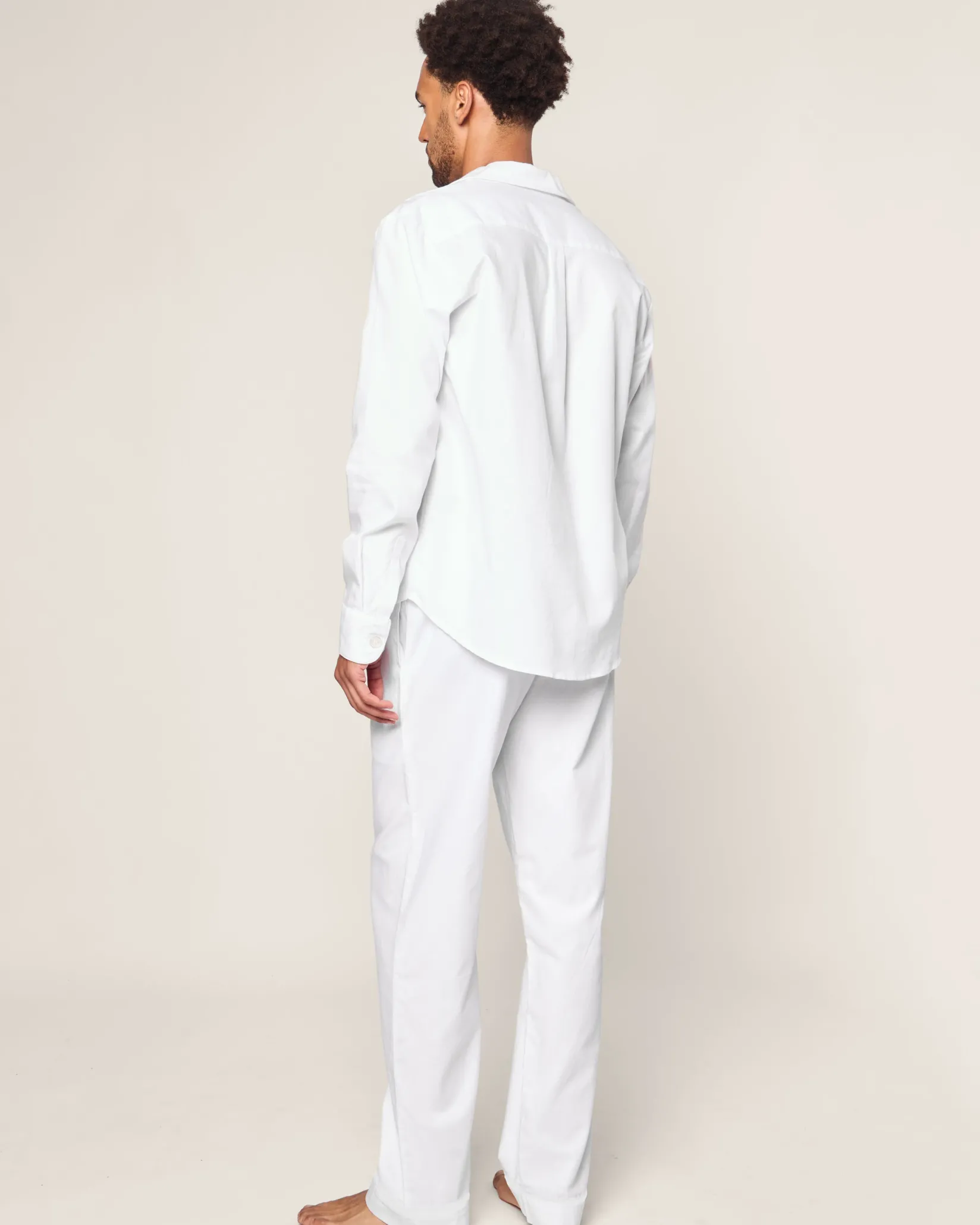 Petite Plume Men's Twill Pajama Set in White