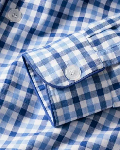 Petite Plume Men's Twill Pajama Set in Royal Blue Gingham