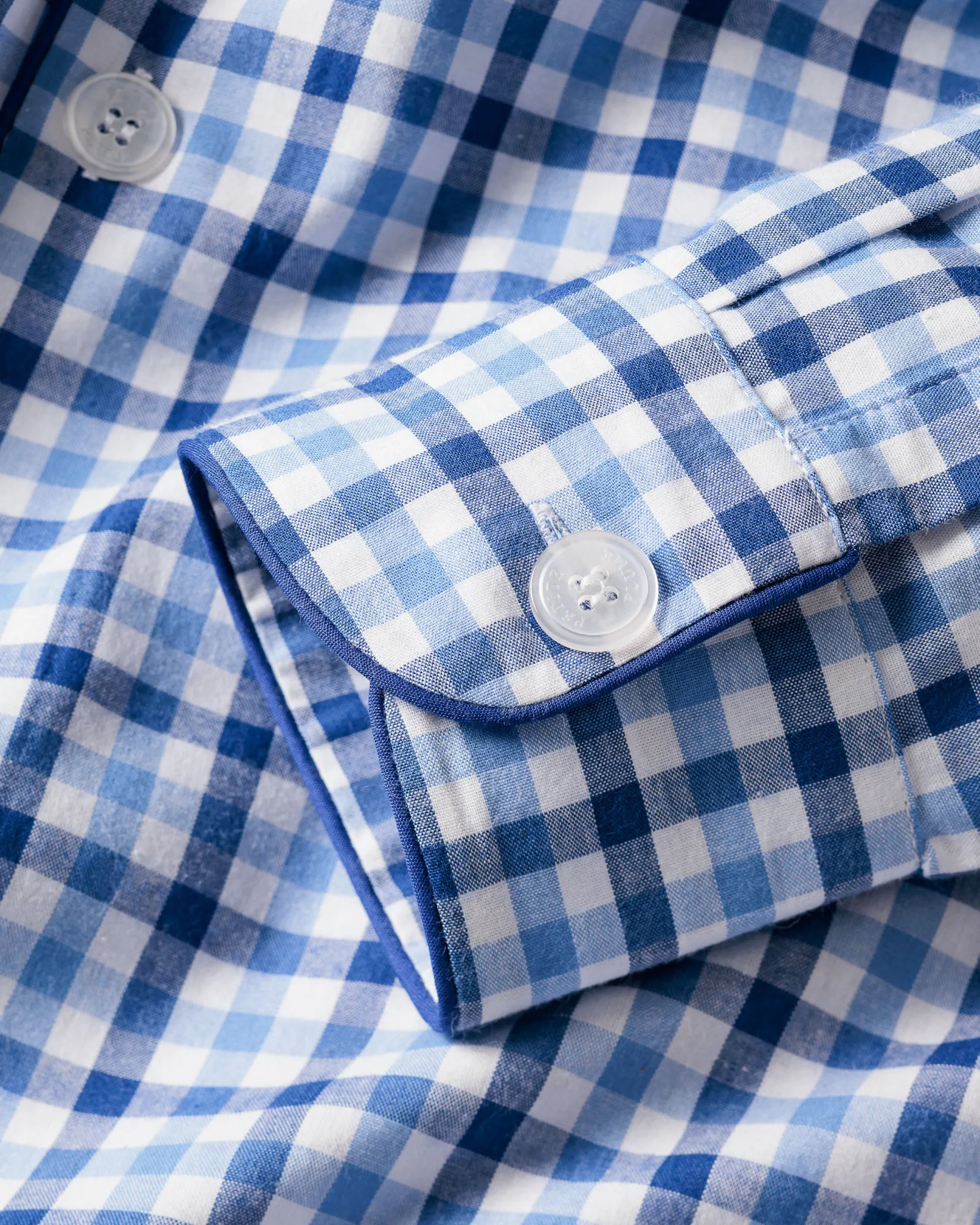 Petite Plume Men's Twill Pajama Set in Royal Blue Gingham