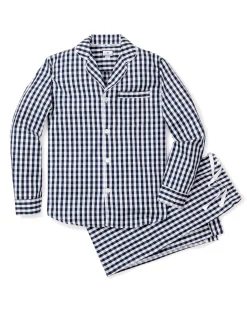 Petite Plume Men's Twill Pajama Set in Light Blue Gingham
