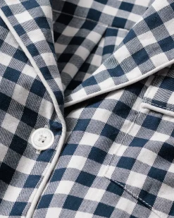 Petite Plume Men's Twill Pajama Set in Light Blue Gingham