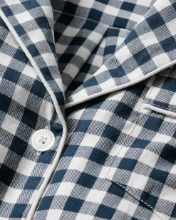 Petite Plume Men's Twill Pajama Set in Navy Gingham