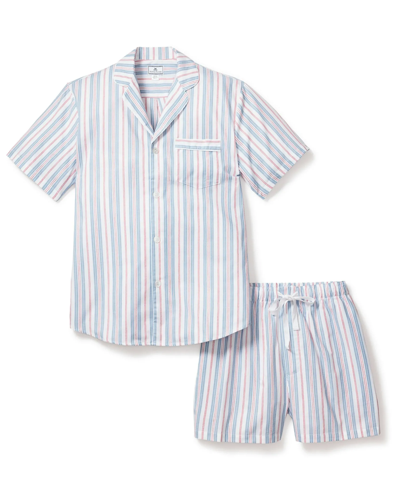 Petite Plume Men's Twill Pajama Short Set in