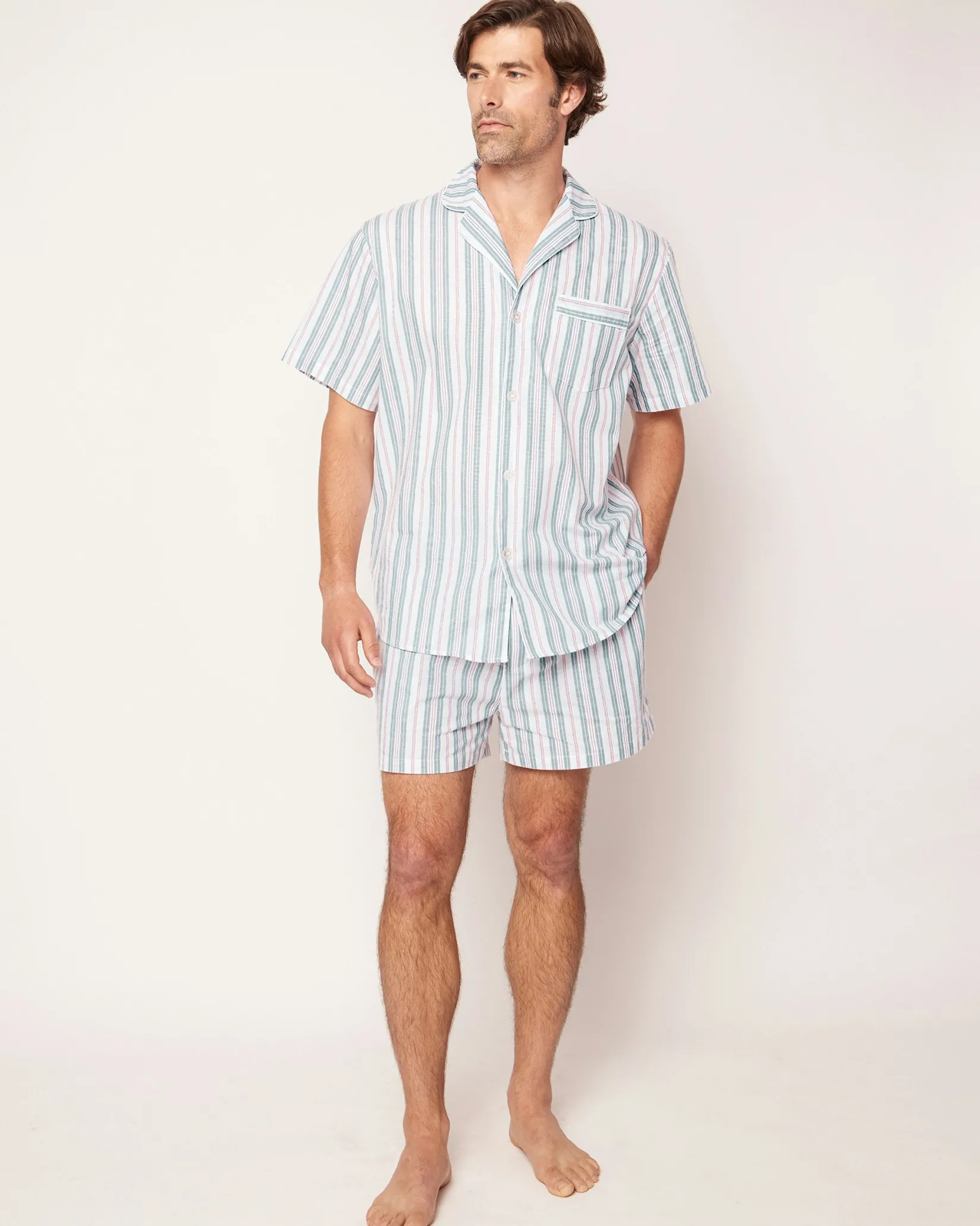 Petite Plume Men's Twill Pajama Short Set in