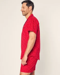 Petite Plume Men's Twill Pajama Short Set in